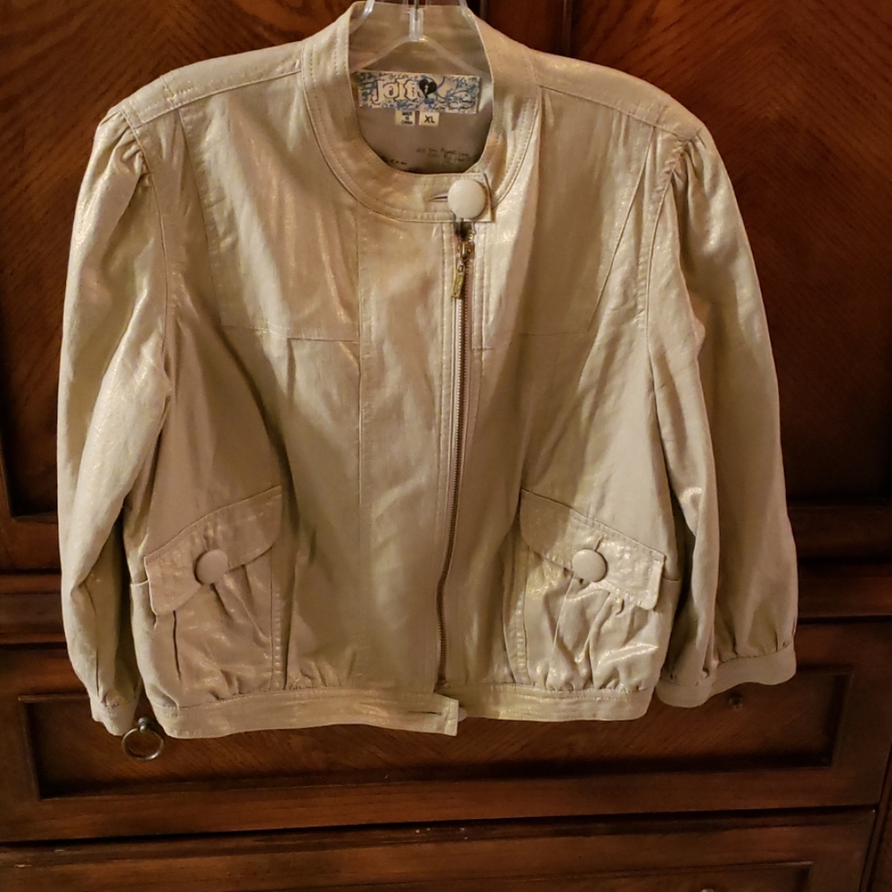 Gold metallic crop jacket